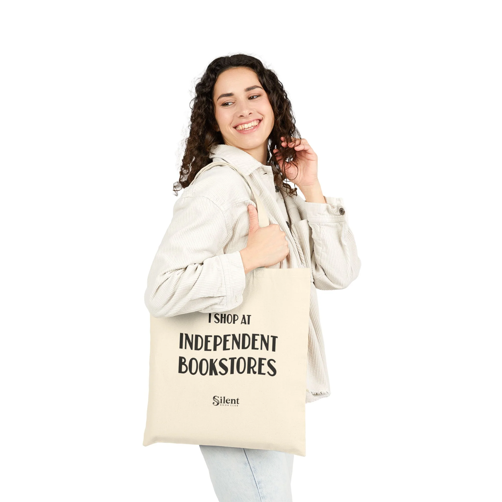 I Shop at Independent Bookstores - Cotton Canvas Tote - Image 5